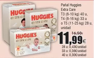 Oferta de Huggies - Pañal Extra Care por 11,99€ en Froiz