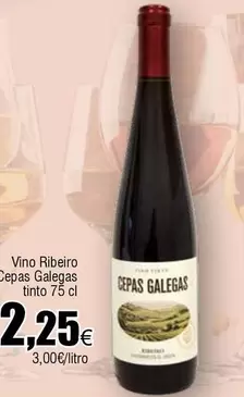 Oferta de Vino Ribeiro Cepas Galegas Tinto por 2,25€ en Froiz
