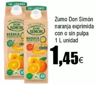 Oferta de Don Simón - Zumo  Naranja Exprimida Con O Sin Pulpa por 1,45€ en Froiz