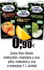 Oferta de Don Simón - Zumo Melocoton, Manzana Y Uva, Pina, Manzana Y Uva O Manzana por 0,9€ en Froiz