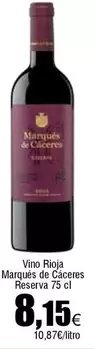 Oferta de Marqués de Cáceres - Vino Rioja por 8,15€ en Froiz