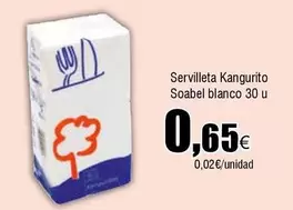 Oferta de Blanco - Servilleta Kangurito Soabel por 0,65€ en Froiz