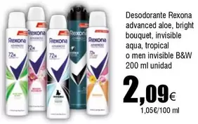 Oferta de Rexona - Desodorante Advanced Aloe, Bright Bouquet, Invisible Aqua, Tropical O Men Invisible por 2,09€ en Froiz