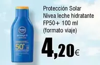 Oferta de Nivea - Protección Solar Leche Hidratante FP50+ (Formato Viaje) por 4,2€ en Froiz
