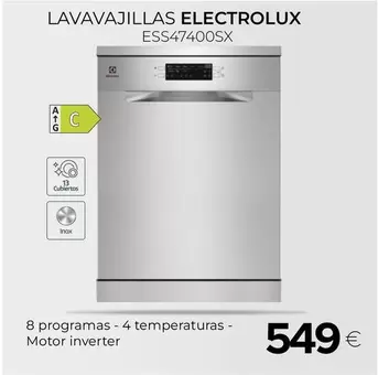 Oferta de Electrolux - Lavavajillas Ess47400sx por 549€ en Tien 21