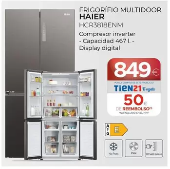 Oferta de Haier - Frigorifio Multidoor HCR3818ENM  por 849€ en Tien 21