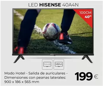 Oferta de Hisense - Led 40a4n por 199€ en Tien 21