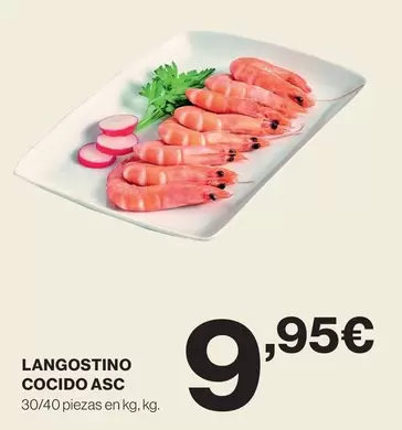 Oferta de Langostino Cocido Asc por 9,95€ en Supercor