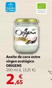 Oferta de Origen - Aceite De Coco Extra Virgen Ecológico por 2,65€ en Alcampo