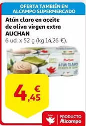 Oferta de Auchan - Atun Claro En Aceite De Oliva Virgen Extra por 4,45€ en Alcampo
