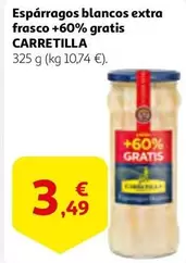 Oferta de Carretilla - Espárragos Blancos Extra Frasco +60% Gratis por 3,49€ en Alcampo