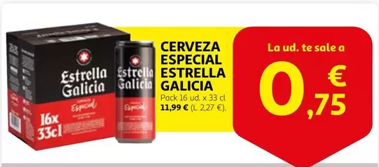 Oferta de Estrella Galicia - Cerveza Especial por 0,75€ en Alcampo