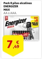 Oferta de Energizer - Pack 8 Pilas Alcalinas Max por 7,49€ en Alcampo