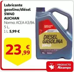 Oferta de Auchan - Lubricante Gasolina/diesel 5w40 por 23,99€ en Alcampo
