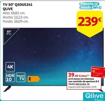 Oferta de Qlive - Tv 50" Q50us241 por 239€ en Alcampo