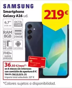 Oferta de Samsung - Smartphone Galaxy A16 por 219€ en Alcampo