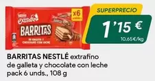 Oferta de Nestlé - Barritas Extrafino De Galleta Y Chocolate Con Leche por 1,15€ en Masymas