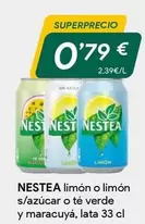 Oferta de Nestea - Limón O Limón S/açúcar O Té Verde Y Maracuya por 0,79€ en Masymas