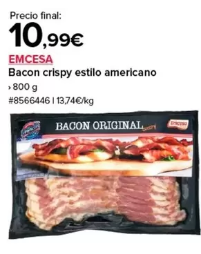 Oferta de Emcesa - Bacon Crispy Estilo Americano por 10,99€ en Costco