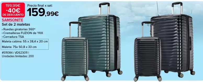 Oferta de Samsonite - Set De 2 Maítas por 159,99€ en Costco