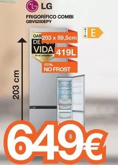 Oferta de LG - Frigorifico Combi Gbv62500epy por 649€ en Expert
