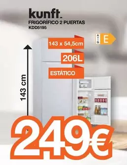Oferta de Kunft - Frigorífico 2 Puertas Kdb519s por 249€ en Expert