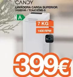 Oferta de Candy - Lavadora Carga Superior 31020185/TCA474TM5-S  por 399€ en Expert