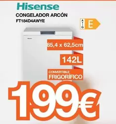 Oferta de Hisense - Congelador Arcón FT184D4AWYE por 199€ en Expert