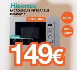 Oferta de Hisense - Microondas Integrable BIM320G41X por 149€ en Expert