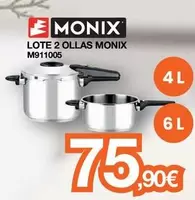 Oferta de Monix - Lote 2 Ollas M911005 por 75,9€ en Expert