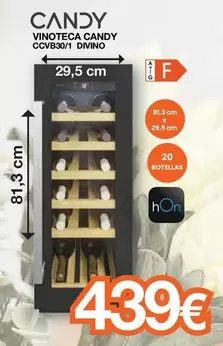 Oferta de Candy - Vinoteca Ccvb30/1 Divino por 439€ en Expert