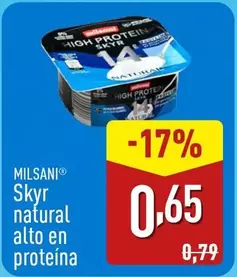 Oferta de Milsani - Skyr Natural Alto En Proteina por 0,65€ en ALDI