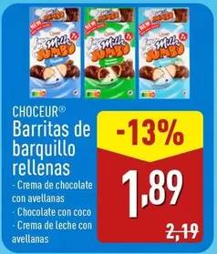 Oferta de Choceur - Barritas De Barquillo Rellenas por 1,89€ en ALDI