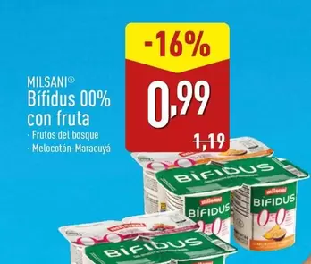 Oferta de Milsani - Bifidus 00% Con Fruta por 0,99€ en ALDI