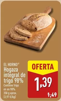 Oferta de Hogaza Integral De Trigo 98% por 1,39€ en ALDI