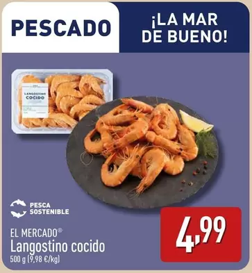 Oferta de Langostino Cocido por 4,99€ en ALDI