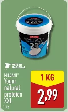 Oferta de Milsani - Yogur Natural Proteico Xxl por 2,99€ en ALDI