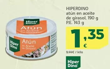 Oferta de Hiperdino - Atun En Aceite De Girasol por 1,35€ en HiperDino