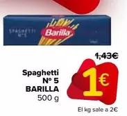 Oferta de Barilla - Spaghetti Nº 5  por 1€ en Carrefour