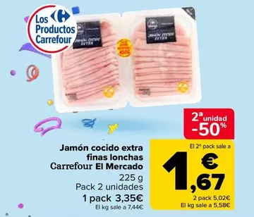 Oferta de Carrefour - Jamón Cocido Extra Finas Lonchas El Mercado en Carrefour