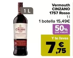 Oferta de Cinzano - Vermouth  1757 Rosso por 15,49€ en Carrefour