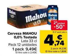 Oferta de Mahou - Cerveza 0,0% Tostada en Carrefour