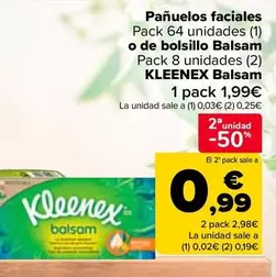 Oferta de Kleenex - Pañuelos Faciales O De Bolsillo Balsam en Carrefour