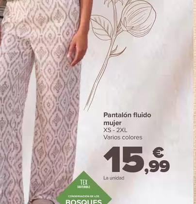 Oferta de Pantalón Fluido Mujer por 15,99€ en Carrefour