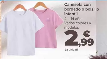 Oferta de Camiseta Con Bordado O Bolsillo Infantil por 2,99€ en Carrefour