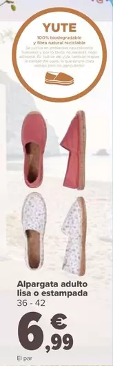 Oferta de Alpargata Adulto Lisa O Estampada por 6,99€ en Carrefour
