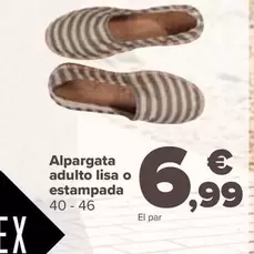 Oferta de TEX - Alpargata Adulto Lisa O Estampada por 6,99€ en Carrefour