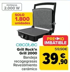 Oferta de Cecotec - Grill Rock’n  Grill 2000 por 39,9€ en Carrefour