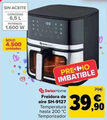 Oferta de Swiss Home - Freidora De Aire Sh-9127 por 39,9€ en Carrefour