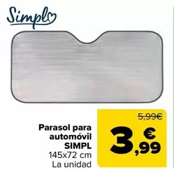 Oferta de Simpl - Parasol Para Automóvil por 3,99€ en Carrefour